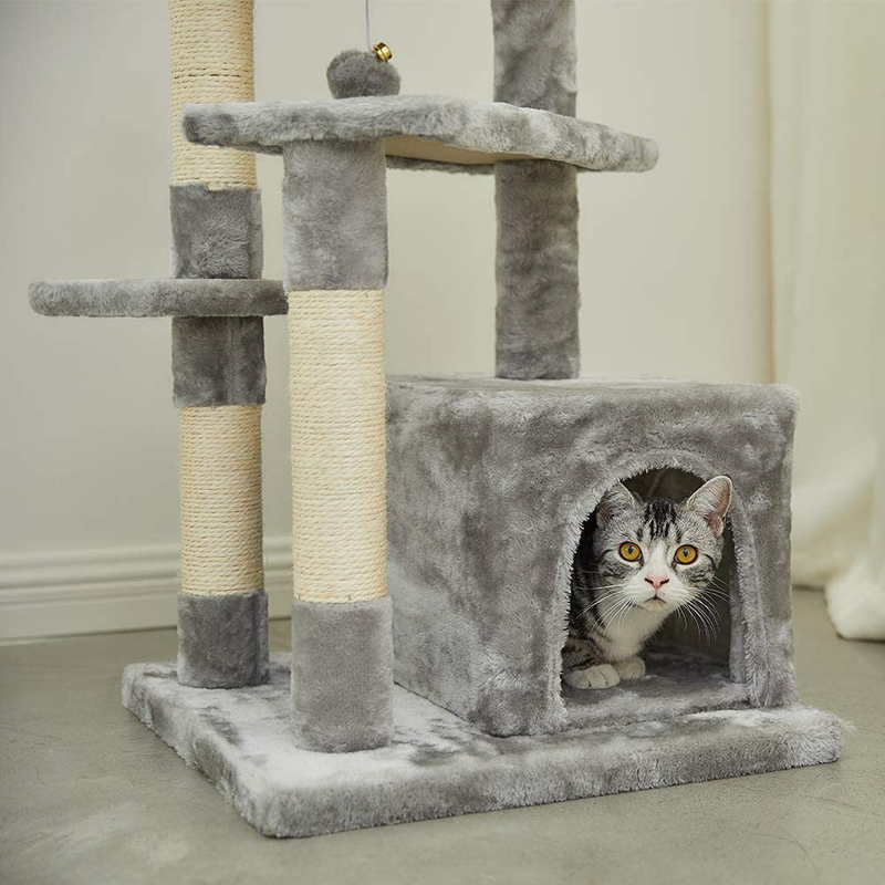 SUPERJARE Cat Tree with Extra Scratching Board & Posts, Kitten Tower Center with Plush Perch and Dangling Ball, Pet Play Condo Furniture Animals & Pet Supplies > Pet Supplies > Cat Supplies > Cat Beds SUPERJARE   