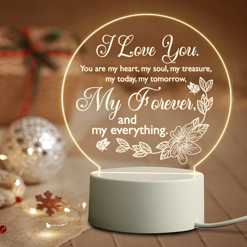 Romantic Gift for Anniversary, Valentine’S Day, Christmas- USB Powered Acrylic Night Light, Gifts for Expressing Love to Your Husband, Wife, Boyfriend, Girlfriend, Birthday Gift for Him, Her (Heart) Home & Garden > Lighting > Night Lights & Ambient Lighting BaubleDazz Round  
