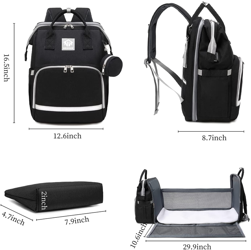 NEENUX Diaper Bag Backpack - 3 in 1 Diaper Bag with Changing Station, Baby Bag Backpack, Travel Bassinet Foldable Baby Bed, Portable Changing Pad, Diaper Bags for Baby Girl and Boy, Pacifier Case Sporting Goods > Outdoor Recreation > Camping & Hiking > Mosquito Nets & Insect Screens NEENUX   