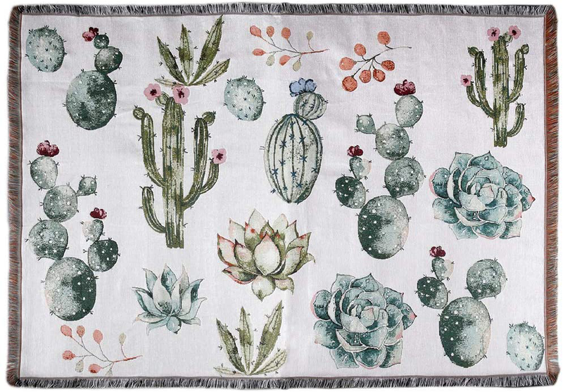Tapestry Wall Hanging,Handicrafts Tapestry, Jacquard Succulent Tapestry, Multipurpose Soft Travel Mat, Outdoor Shawl Colourful Tassels Wall Cactus Mat 50x60 inch(Cactus) Home & Garden > Decor > Artwork > Decorative Tapestries ANswet 55*82 inch  