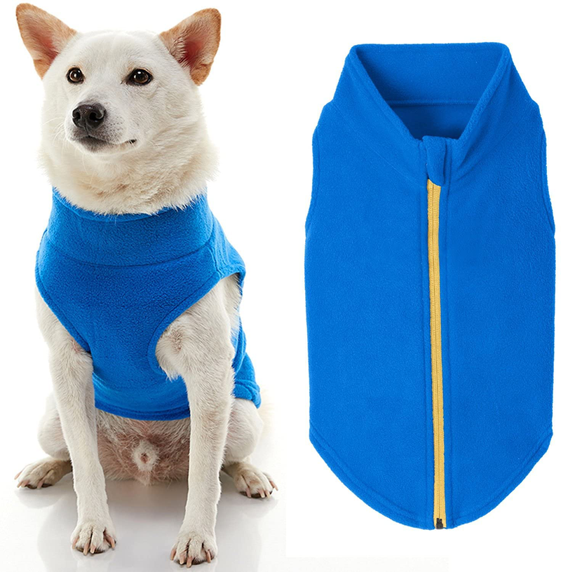 Gooby Zip up Fleece Dog Sweater - Warm Pullover Fleece Step-In Dog Jacket Winter Small Dog Sweater - Perfect on the Go Dog Sweaters for Small Dogs to Medium Dogs for Indoor and Outdoor Use Animals & Pet Supplies > Pet Supplies > Dog Supplies > Dog Apparel Gooby Blue 2X-Large chest (~25.5") 
