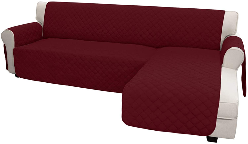Easy-Going Sofa Slipcover L Shape Sofa Cover Sectional Couch Cover Chaise Slip Cover Reversible Sofa Cover Furniture Protector Cover for Pets Kids Children Dog Cat (Large,Dark Gray/Dark Gray) Home & Garden > Decor > Chair & Sofa Cushions Easy-Going Christmas Red/Christmas Red X-Large 