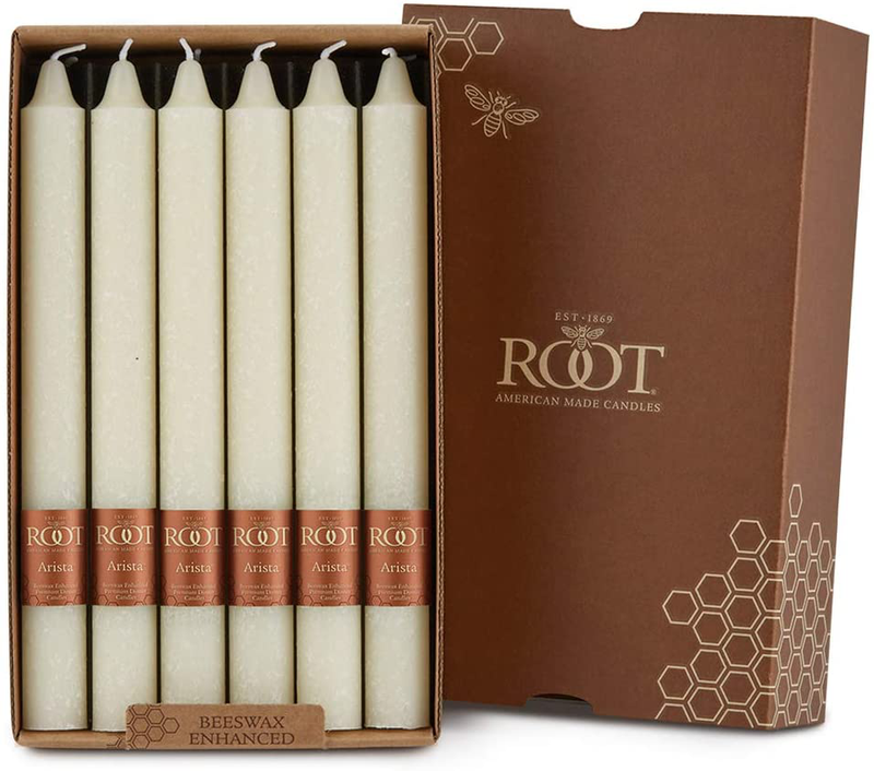 Root Candles Unscented Arista Timberline 9-Inch Dinner Candles, 12-Count, Ivory