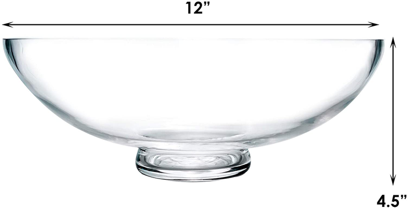 CYS Excel Glass Decorative Bowl (H:4.5" D:12") | Fruit Display Bowl | Terrarium Bowl | Kitchen Table Centerpiece | Footed Pedestal Bowl Animals & Pet Supplies > Pet Supplies > Reptile & Amphibian Supplies > Reptile & Amphibian Habitats CYS EXCEL   