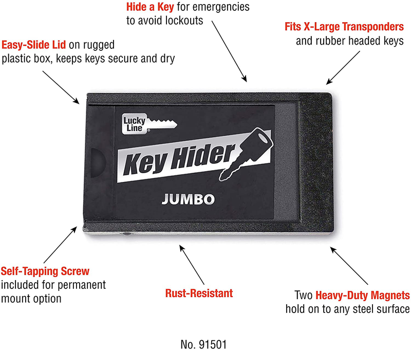 Lucky Line Jumbo Magnetic Key Hider, Case Holder for Larger Keys and Transponders (91501)  Lucky Line   