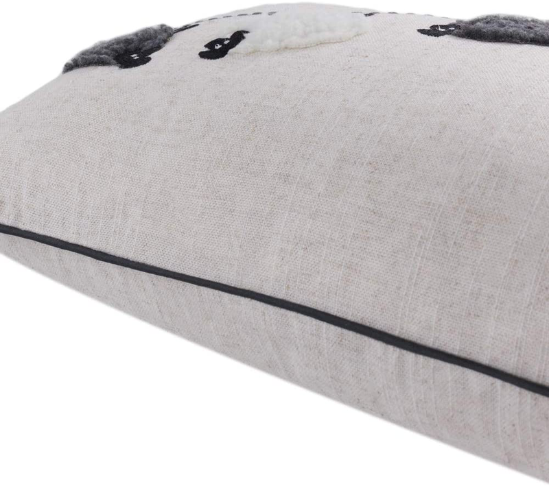JWH Sheep Applique Accent Pillow Case Cashmere Cushion Cover Handmade Pillowcase for Home Sofa Car Bed Living Room Office Chair Decor Pillowslip 12 x 20 Inch Linen Home & Garden > Decor > Seasonal & Holiday Decorations JWH   