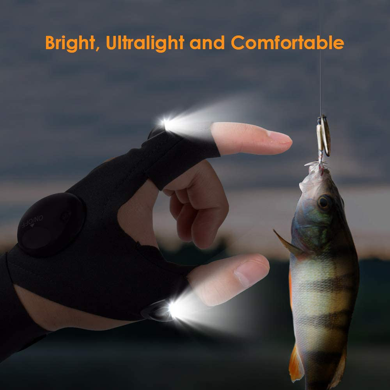 LED Flashlight Gloves Gifts for Men, Stocking Stuffers for Men Women Dad Teens, Christmas Mens Gift Idea, Cool Tool Gadget Fishing Stuff Birthday Gifts Husband Boyfriend Him Brother Mechanic Car Guy Sporting Goods > Outdoor Recreation > Camping & Hiking > Camping Tools HANPURE   
