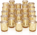 DARJEN 24Pcs Gold Votive Candle Holders for Table - Mercury Glass Votives Gold Candle Holder - Tealight Candle Holder for Wedding Centerpieces & Party Decorations Home & Garden > Decor > Home Fragrance Accessories > Candle Holders DARJEN Gold  