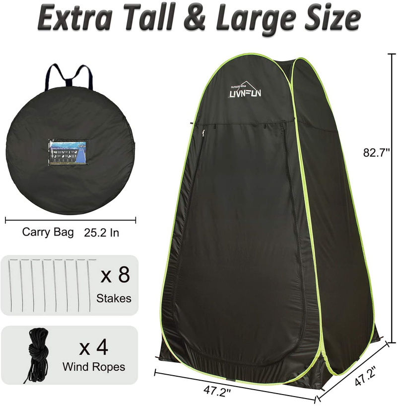 LUVNFUN 6.9 FT Pop up Camping Shower Tent, Portable Changing Room Privacy Shelter Tent for Outdoor Camping Toilet with Carrying Bag, Extra Tall Sporting Goods > Outdoor Recreation > Camping & Hiking > Portable Toilets & Showers LUVNFUN   