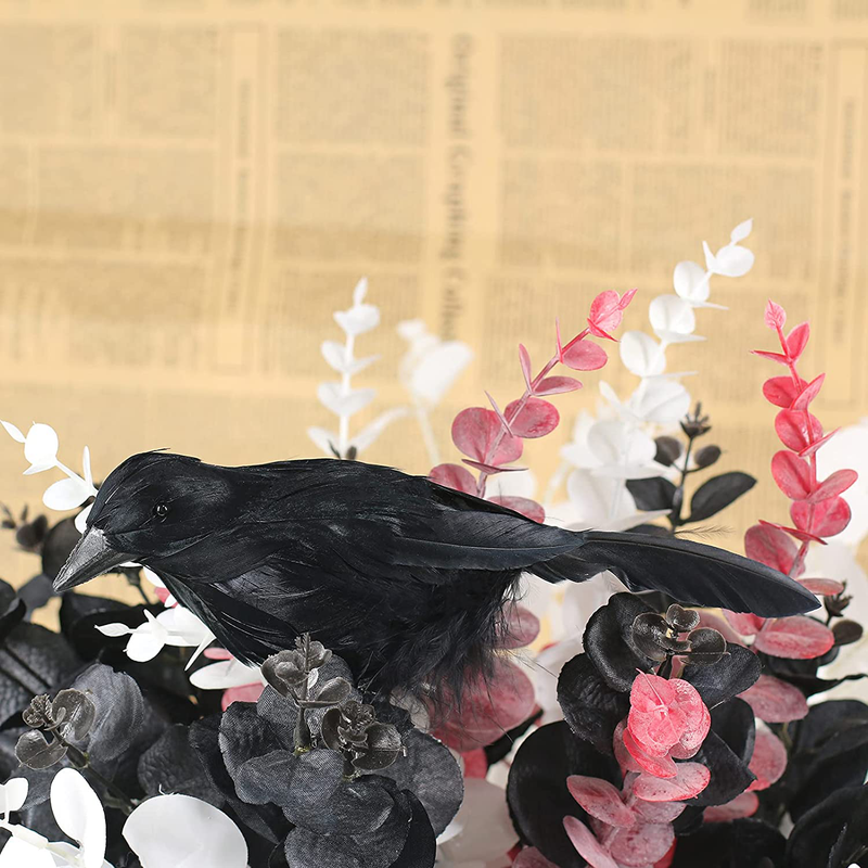 Darnassus 6PCS Halloween Crows Black Realistic Crows Artificial Feathered Raven Prop with Bird's Nest for Halloween Decor Birds Arts & Entertainment > Party & Celebration > Party Supplies Darnassus   