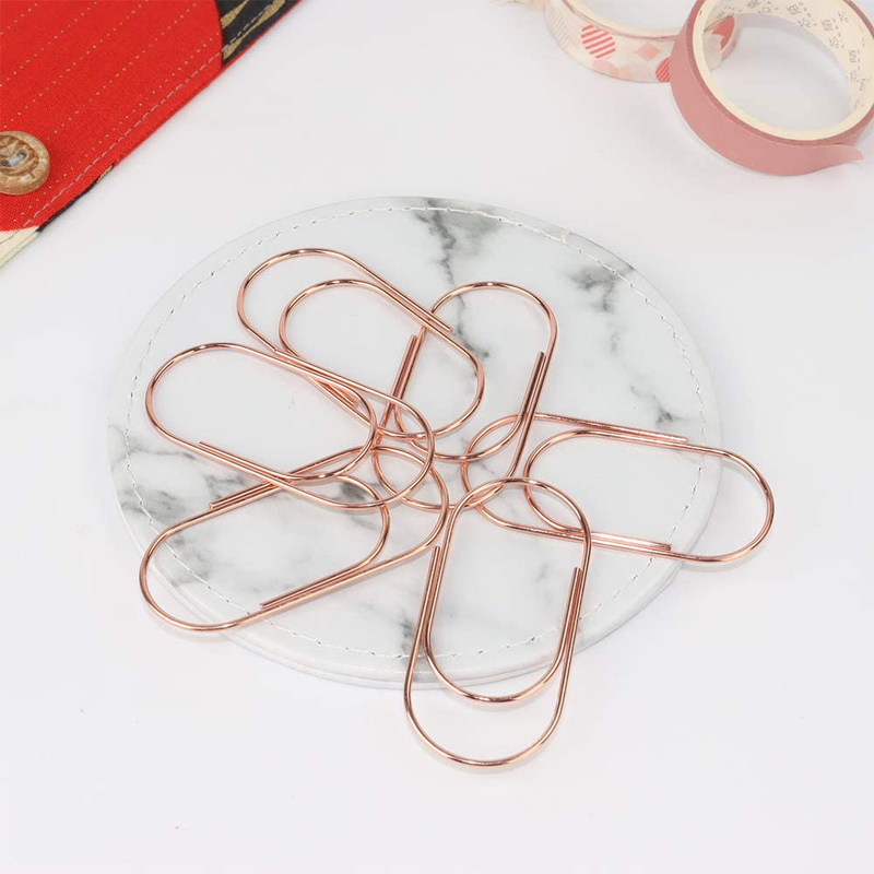 Rose Gold Jumbo Paper Clips, Multibey 2" Non-Skid Metallic Large Paperclips Bookmark in Acrylic Holder Office School Supplies Decor, 30PCS Per Box (Rose Gold) Home & Garden > Decor > Seasonal & Holiday Decorations MultiBey   