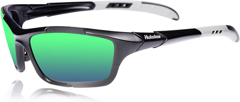 HULISLEM S1 Sport Polarized Sunglasses Sporting Goods > Outdoor Recreation > Cycling > Cycling Apparel & Accessories Hulislem Black Green  