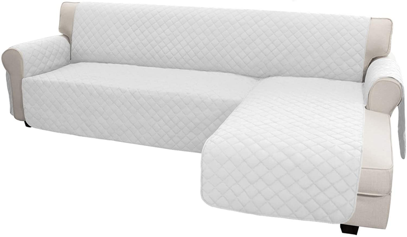 Easy-Going Sofa Slipcover L Shape Sofa Cover Sectional Couch Cover Chaise Slip Cover Reversible Sofa Cover Furniture Protector Cover for Pets Kids Children Dog Cat (Large,Dark Gray/Dark Gray) Home & Garden > Decor > Chair & Sofa Cushions Easy-Going White/White Small 