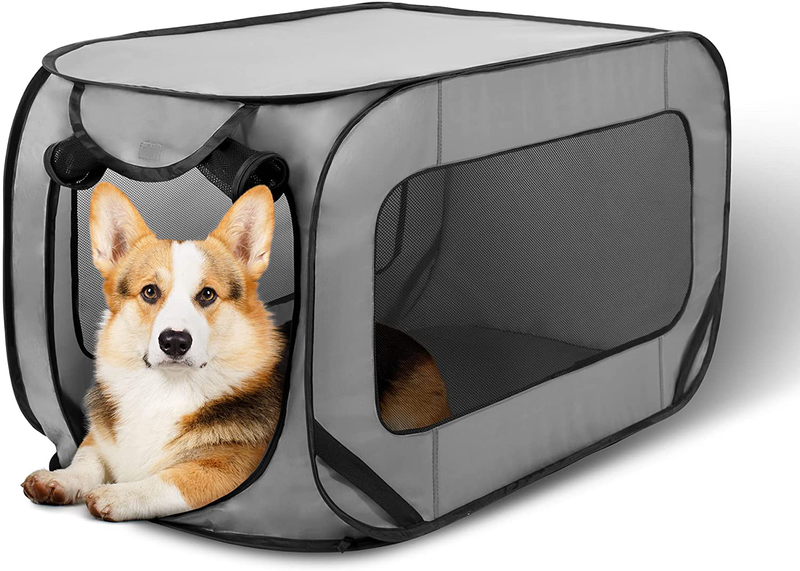 Love'S Cabin 36In Portable Large Dog Bed - Pop up Dog Kennel, Indoor Outdoor Crate for Pets, Portable Car Seat Kennel, Cat Bed Collection, Grey/Green/Red Animals & Pet Supplies > Pet Supplies > Cat Supplies > Cat Beds Love's cabin Grey 36in 
