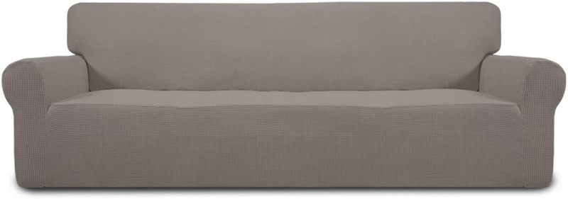 Easy-Going Stretch Sofa Slipcover 1-Piece Couch Sofa Cover Furniture Protector Soft with Elastic Bottom for Kids, Spandex Jacquard Fabric Small Checks(Sofa,Dark Gray) Home & Garden > Decor > Chair & Sofa Cushions Easy-Going Taupe XX Large 