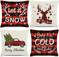 HAJACK Christmas Pillow Covers, Christmas Decorations Throw Pillow Covers, 18x18 Inches Set of 4 Throw Pillow Cases with Holiday Decor, Buffalo Plaid Couch Pillow Case Christmas Winter Decorations Home & Garden > Decor > Seasonal & Holiday Decorations& Garden > Decor > Seasonal & Holiday Decorations HAJACK A  
