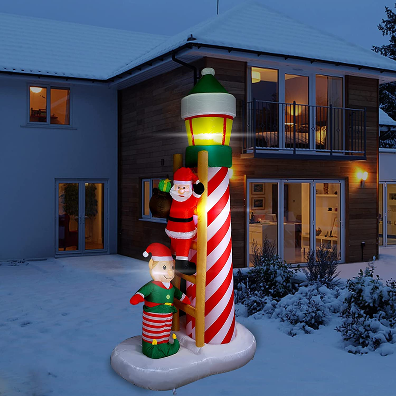 MorTime 8 FT Christmas Inflatable Santa Claus Climbing Chimney, Blow up Lighted Chimney with Elf Yard Decor with LED Lights for Christmas Outdoor Yard Party Shopping Mall Decorations Home & Garden > Decor > Seasonal & Holiday Decorations& Garden > Decor > Seasonal & Holiday Decorations MorTime   