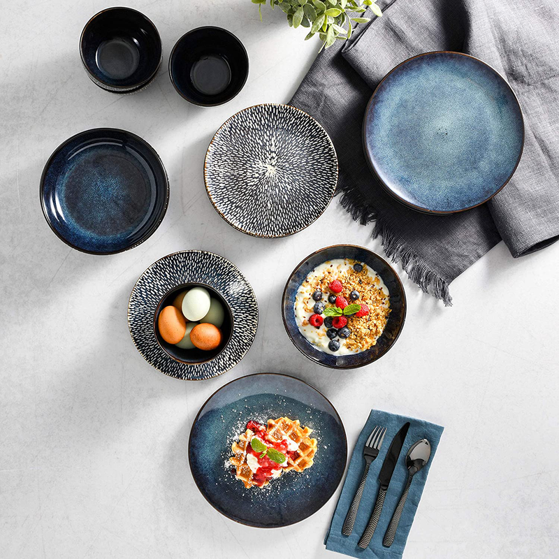 Gibson Elite Matisse 16 Piece Double Bowl Dinnerware Set, Cobalt Blue Home & Garden > Kitchen & Dining > Tableware > Dinnerware Gibson Elite   
