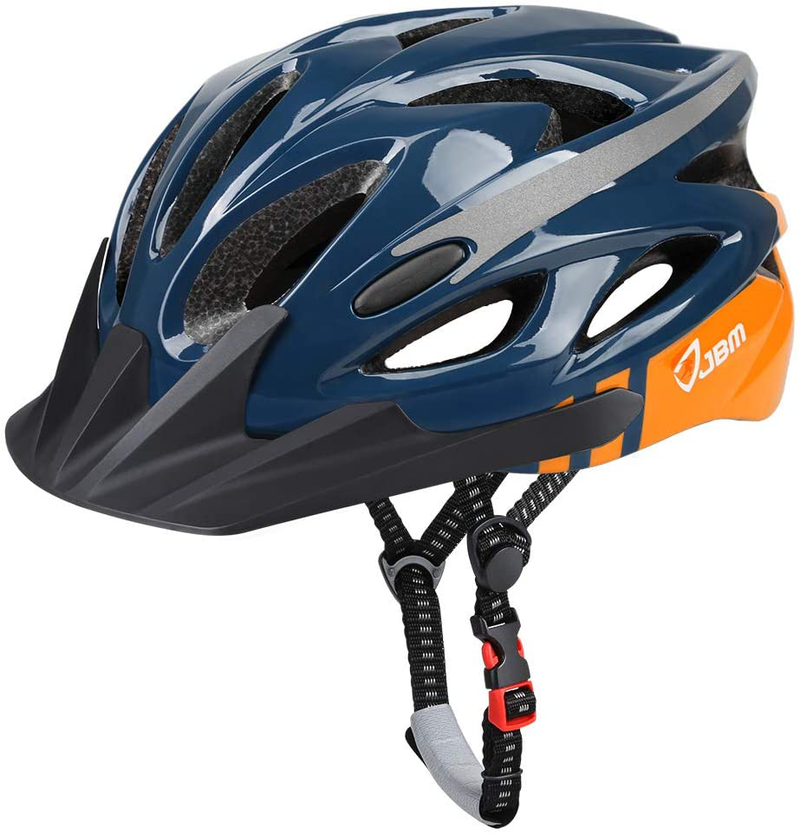 JBM Adult Cycling Bike Helmet for Men Women (18 Colors) Black/Red/Blue/Pink/Silver Adjustable Lightweight Helmet with Reflective Stripe and Removal Sporting Goods > Outdoor Recreation > Cycling > Cycling Apparel & Accessories > Bicycle Helmets JBM international Dark Blue & Orange Adult 