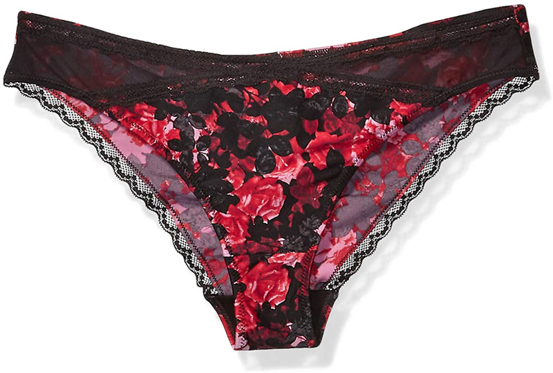 Maidenform Women's Comfort Devotion Lace Back Tanga Panty  Maidenform Crimson Midnight Floral 6 