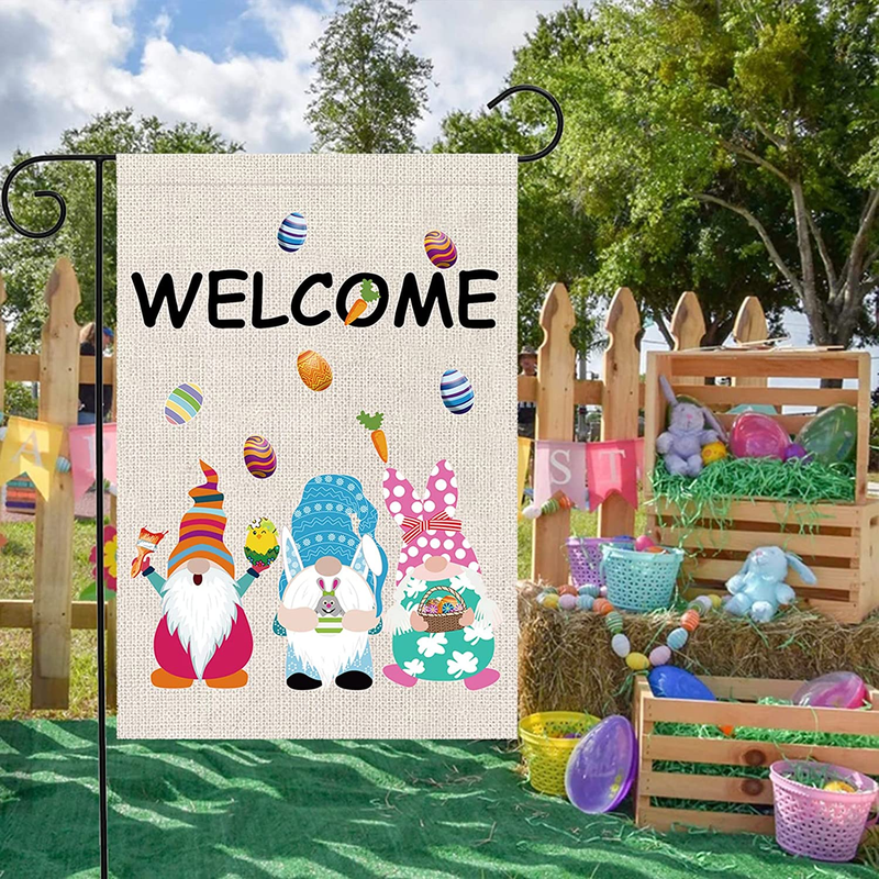 Mocossmy Easter Garden Flag,12.5 X 18 Inch Double Sided Easter Egg Faceless Elf Welcome Decorative Garden Banner for Spring Easter Day Holiday Party Supplies Favor Outdoor Yard Farmhouse Decoration Home & Garden > Decor > Seasonal & Holiday Decorations Mocossmy   