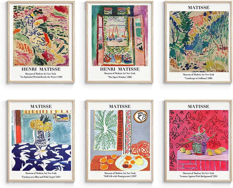 Insimsea Master Artist Wall Art Prints, Matisse Posters & Prints for Room Aesthetic, Abstract Vintage Poster UNFRAMED, 8X10In, Set of 6 Home & Garden > Decor > Artwork > Posters, Prints, & Visual Artwork InSimSea 8x10  