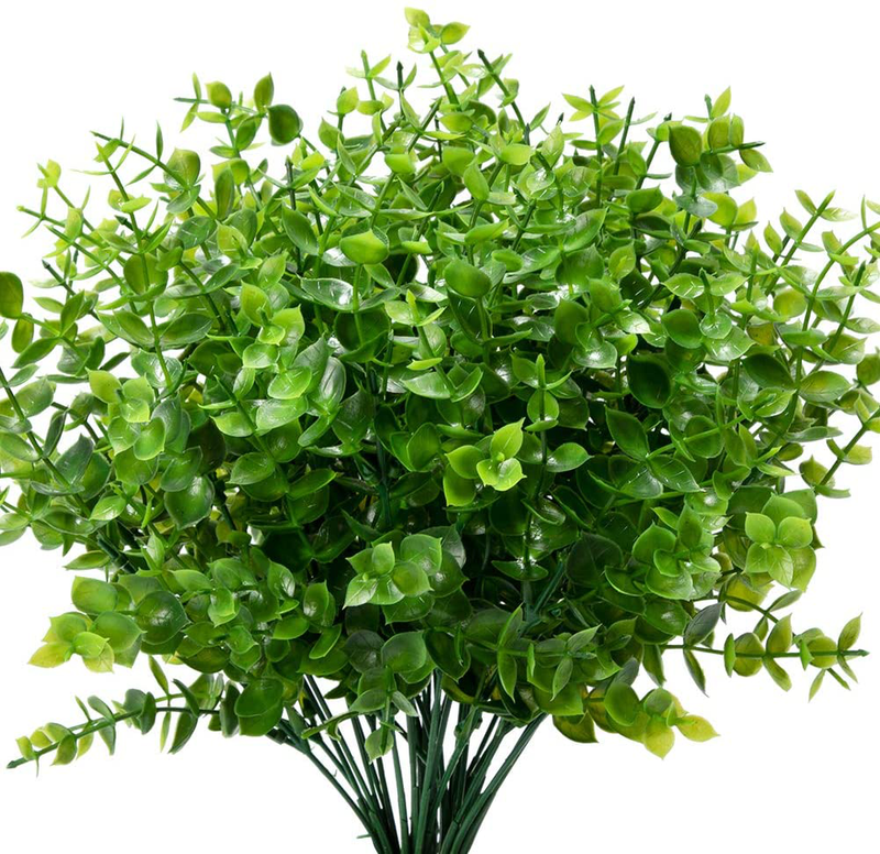 KLEMOO Artificial Flowers Fake Outdoor UV Resistant Boxwood Plants Shrubs 4 Pack, Faux Plastic Greenery for Indoor Outside Hanging Planter Home Office Wedding Farmhouse Decor (Purple) Home & Garden > Plants > Flowers KLEMOO Green 24 