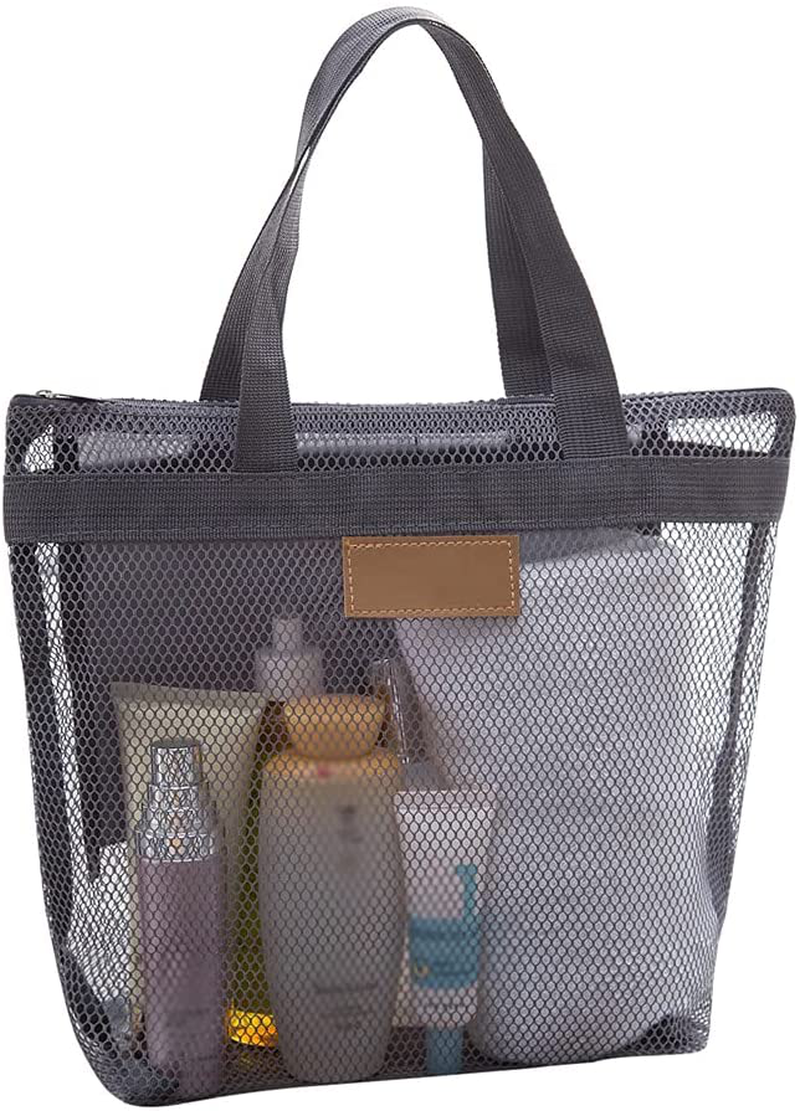 Mesh Shower Caddy Bag, Quick Dry Portable Tote Bag with Zipper and Inner Pocket, Lightweight Bath Organizer for College Dorm Bathroom, Swimming, Gym, Beach, Travel (Blue)