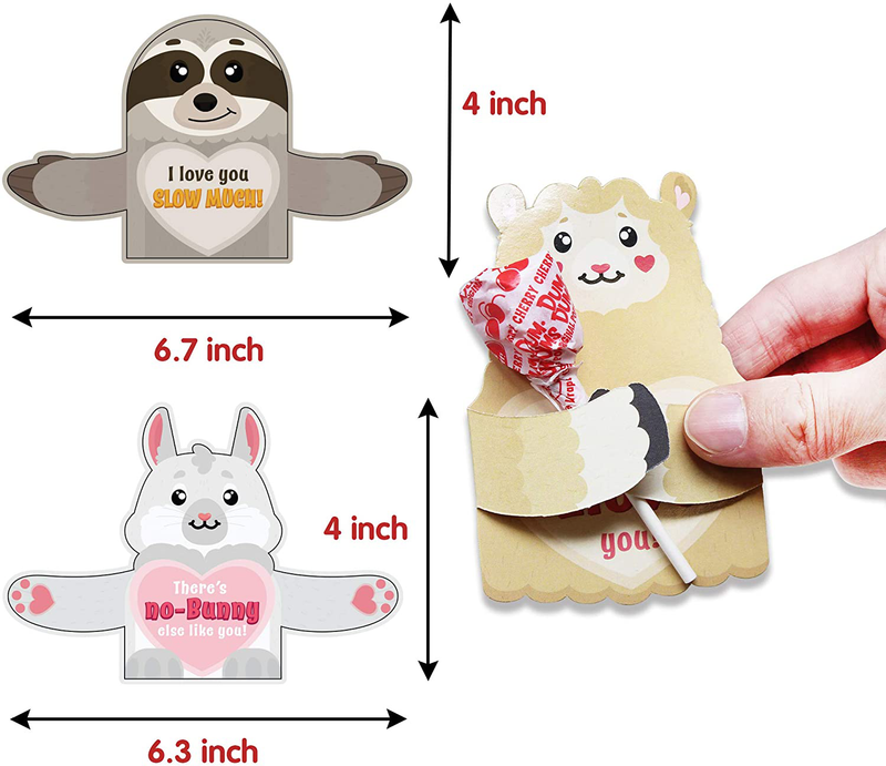 JOYIN 36 Pcs Valentines Day Gifts Cards with Animal Designs,Valentine’S Greeting Cards Candy Holder Cards for Kids, Valentine Classroom Exchange Cards Party Favors