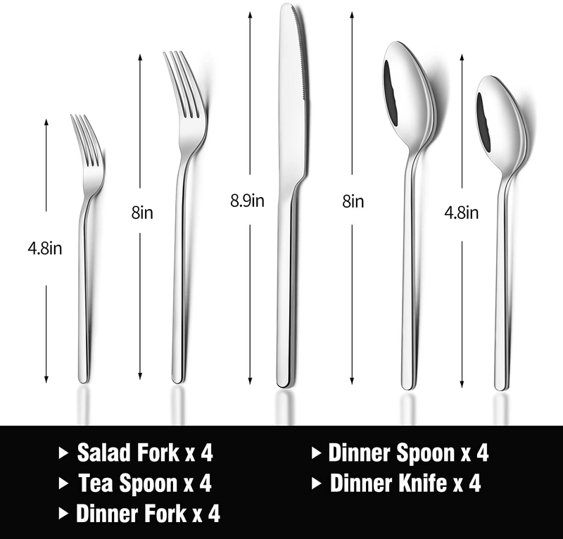 KINGSTONE 20 Piece Flatware Set, Stainless Steel Silverware Cutlery Set for 4, Mirror Polished Eating Tableware Utensils for Home, Restaurant, Wedding, Party Home & Garden > Kitchen & Dining > Tableware > Flatware > Flatware Sets KINGSTONE   