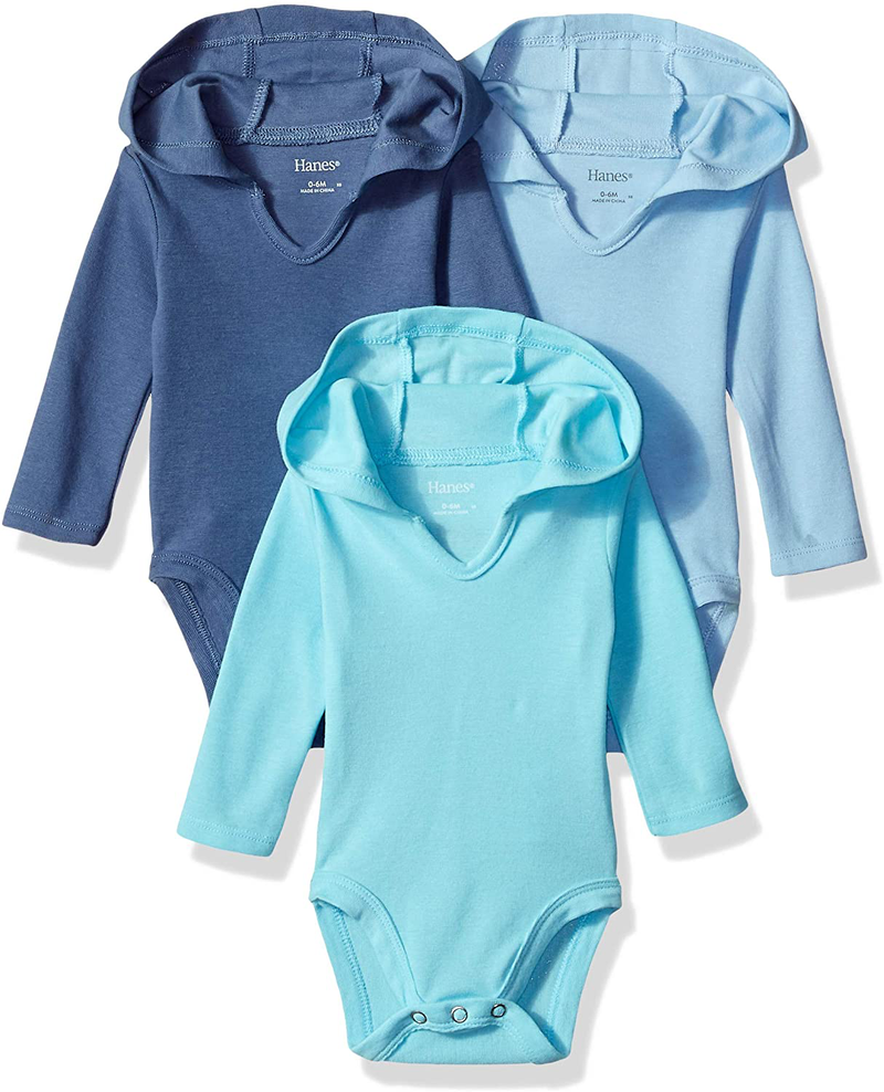 Hanes Baby-Girls Ultimate Baby Flexy 3 Pack Hoodie Bodysuits Home & Garden > Decor > Seasonal & Holiday Decorations Hanes Blues 18-24 Months 