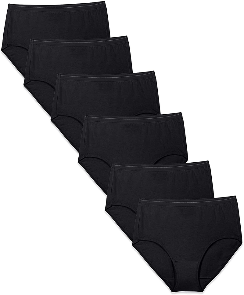 Fruit of the Loom Women's Tag Free Cotton Brief Panties (Regular & Plus Size) Apparel & Accessories > Clothing > Underwear & Socks > Underwear Fruit of the Loom Brief - 6 Pack - Black Brief 10