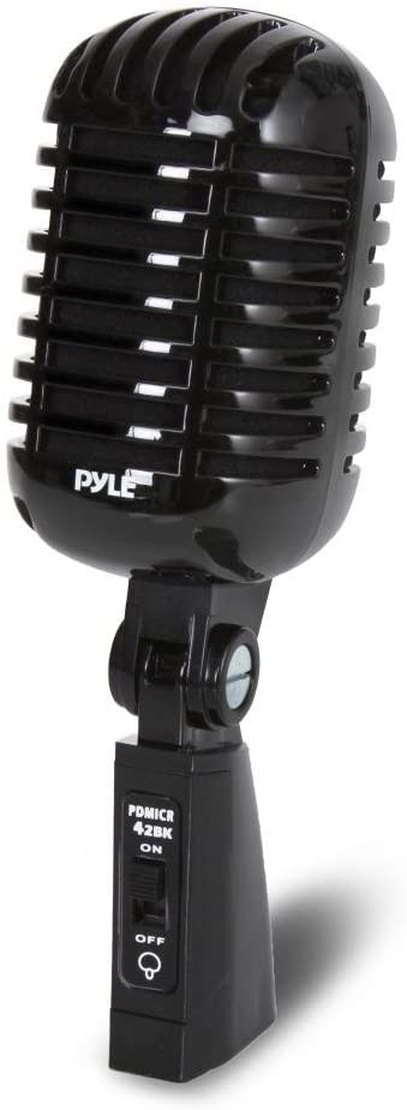 Classic Retro Dynamic Vocal Microphone - Old Vintage Style Unidirectional Cardioid Mic with XLR Cable - Universal Stand Compatible - Live Performance In Studio Recording - Pyle PDMICR42SL (Silver)