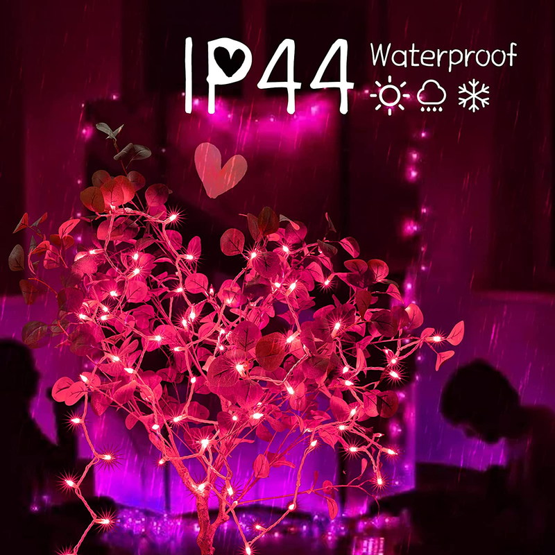 Christmas Pink Mini String Lights - 100 Count 25 Feet Detachable Incandescent Bulb Waterproof Fairy Lights Plug in for Indoor Outdoor Party Patio Xmas Tree Valentine'S Day Decoration, White Wire Home & Garden > Decor > Seasonal & Holiday Decorations Minetom   
