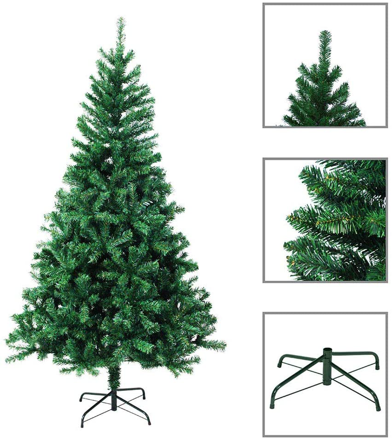 MTB 6 Feet Hinged Artificial Christmas Tree with Metal Stand, 1000 Tips Recycled PVC Plastic, Green Home & Garden > Decor > Seasonal & Holiday Decorations > Christmas Tree Stands MTB Supply   