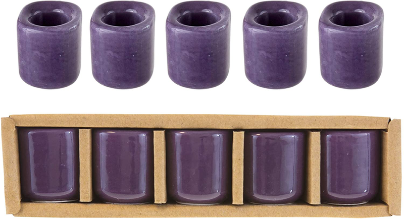 Mega Candles 5 pcs Black Ceramic Chime Ritual Spell Candle Holders, Great for Casting Chimes, Rituals, Spells, Vigil, Witchcraft, Wiccan Supplies & More Home & Garden > Decor > Home Fragrance Accessories > Candle Holders Mega Candles Dark Purple  