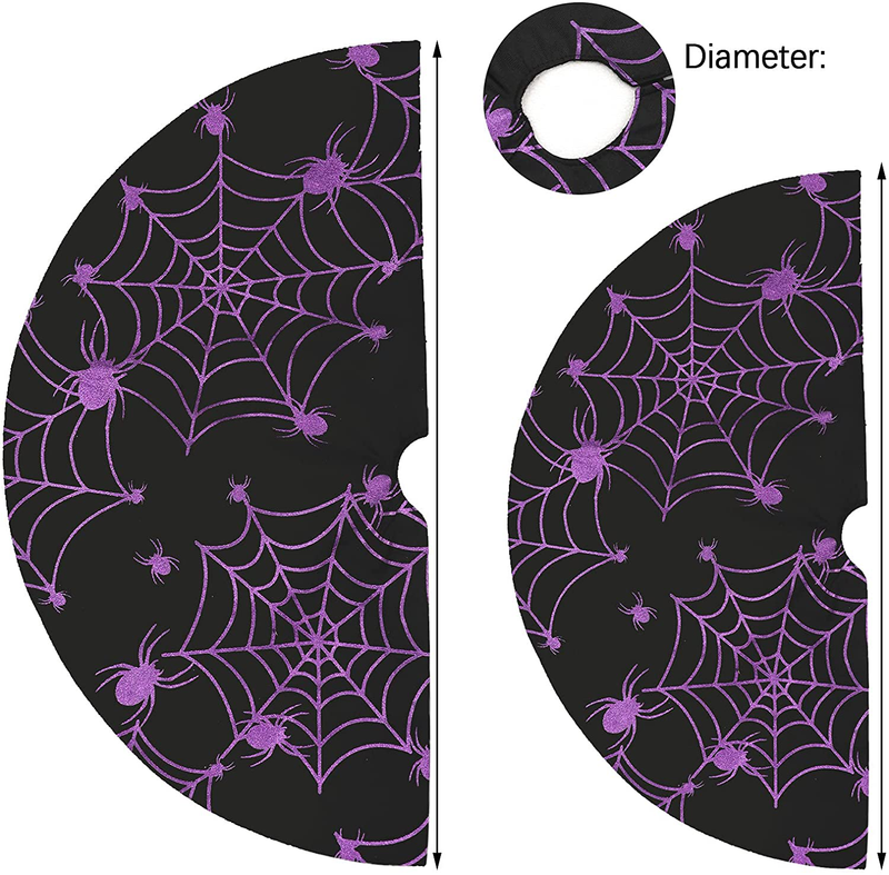 Halloween Spider Net Tree Skirt, Seasonal Tree Mat Holiday Party Supplies Ornaments Indoor Outdoor Decorations for Trees 48 Inches (Purple) Home & Garden > Decor > Seasonal & Holiday Decorations > Christmas Tree Skirts Wlflash   
