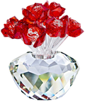 H&D Spring Bouquet Crystal Glass Flowers Yellow Rose Figurine Ornament Gift-Boxed