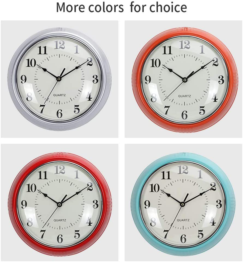 LONBUYS Retro Wall Clock 9.8 Inch Cyan Kitchen The '50 s Vintage Design Round Silent Non Ticking Battery Operated Quality Quartz Clock(Cyan) Home & Garden > Decor > Clocks > Wall Clocks LONBUYS   