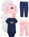 Simple Joys by Carter'S Toddler and Baby Girls' 6-Piece Bodysuits (Short and Long Sleeve) and Pants Set Home & Garden > Decor > Seasonal & Holiday Decorations Carter's Simple Joys - Private Label Pink/Navy 24 Months 