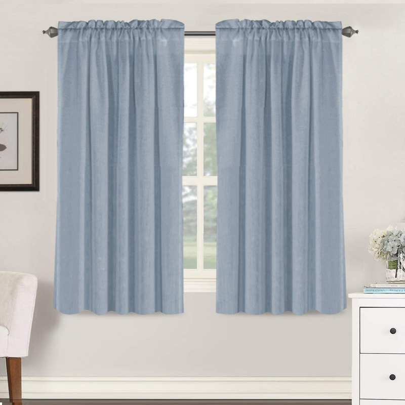 Linen Curtains Light Filtering Privacy Protecting Panels Premium Soft Rich Material Drapes with Rod Pocket, 2-Pack, 52 Wide x 96 inch Long, Natural Home & Garden > Decor > Window Treatments > Curtains & Drapes H.VERSAILTEX Stone Blue 52"W x 63"L 