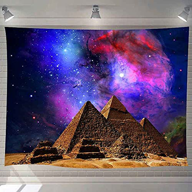 DBLLF Sacred Pyramid Tapestry Egypt Travel Tapestry Starry Sky Tapestry,Queen Size 80"x60" Flannel Art Tapestries,for Living Room Dorm Bedroom Home Decorations DBZY331 Home & Garden > Decor > Artwork > Decorative TapestriesHome & Garden > Decor > Artwork > Decorative Tapestries DBLLF 92.5Wx70.9L  