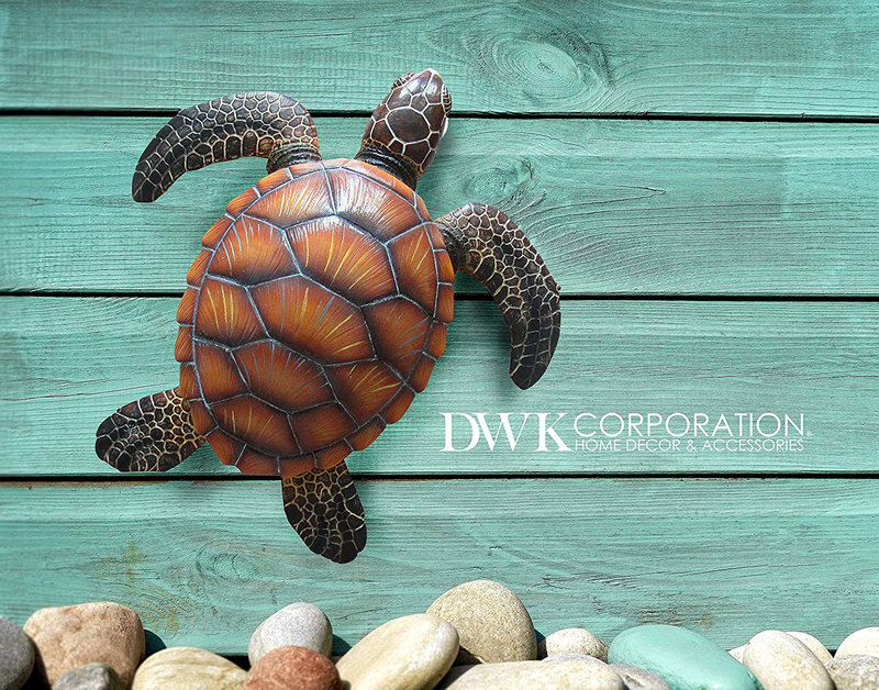 DWK Wall Mounted Sea Turtle Sea Themed Decor | Turtles Sculptures Hanging Decoration | Ocean Theme Classroom | Ocean Sculpture and Turtle Home Decor - 10"