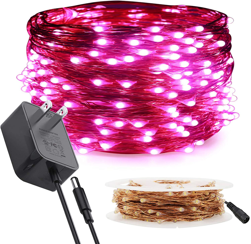 RUICHEN Fairy Lights Plug In, 66 Ft 200 LED Starry String Lights with Spool, Waterproof Copper Wire Decorative Lights for Christmas, Valentine'S Day, Girls Room, Wedding, Party (Pink) Home & Garden > Lighting > Light Ropes & Strings RUICHEN 66Ft 200LED  