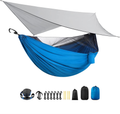 Single Double Person Camping Hammock Tent with Mosquito Netting and Rainfly Tarp - Portable Lightweight Parachute Nylon Backpacking Hammocks Set with Tree Straps, Outdoor Survival Hiking Travel, Green Sporting Goods > Outdoor Recreation > Camping & Hiking > Tent Accessories LEADVENST Royal Blue  