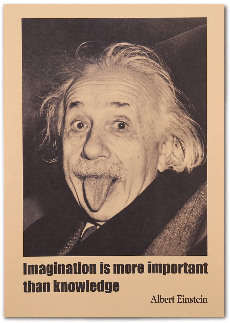 Funny Albert Einstein Poster 20X14 Inch Kraft Paper Albert Einstein Tongue Wisdom of Imagination Is More Important than Knowledge Albert Einstein Quotes Wall Art Albert Einstein Picture Home & Garden > Decor > Artwork > Posters, Prints, & Visual Artwork Soul Start   