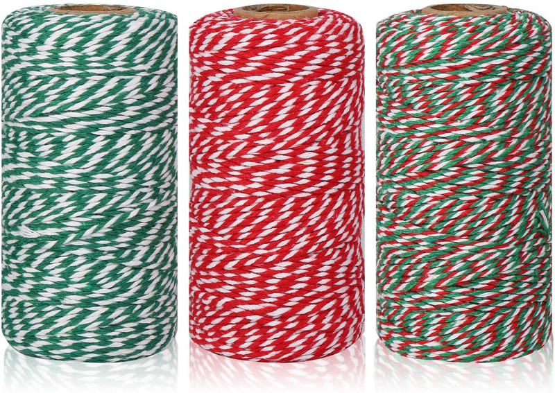 Maosifang Christmas 984 Feet Cotton Rope Cord String 2 mm Bakers Candy Rope Ribbon Twine for Gift Wrapping Arts Crafts Party Decorations,3 Rolls Home & Garden > Decor > Seasonal & Holiday Decorations& Garden > Decor > Seasonal & Holiday Decorations Maosifang Multicolor a  