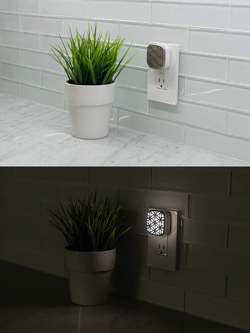Lights by Night Decorative LED Night Light, Brushed Nickel Flower Design, Plug-in, Dusk to Dawn Sensor, UL-Certified, Home Décor, Ideal for Bedroom, Bathroom, Kitchen, Hallway, 54744, 2 Pack Home & Garden > Lighting > Night Lights & Ambient Lighting ‎Jasco Products   