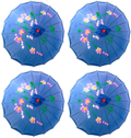TJ Global PACK OF 4 Japanese Chinese Kids Size 22" Umbrella Parasol For Wedding Parties, Photography, Costumes, Cosplay, Decoration And Other Events - 4 Umbrellas (Blue) Home & Garden > Lawn & Garden > Outdoor Living > Outdoor Umbrella & Sunshade Accessories TJ Global Blue  