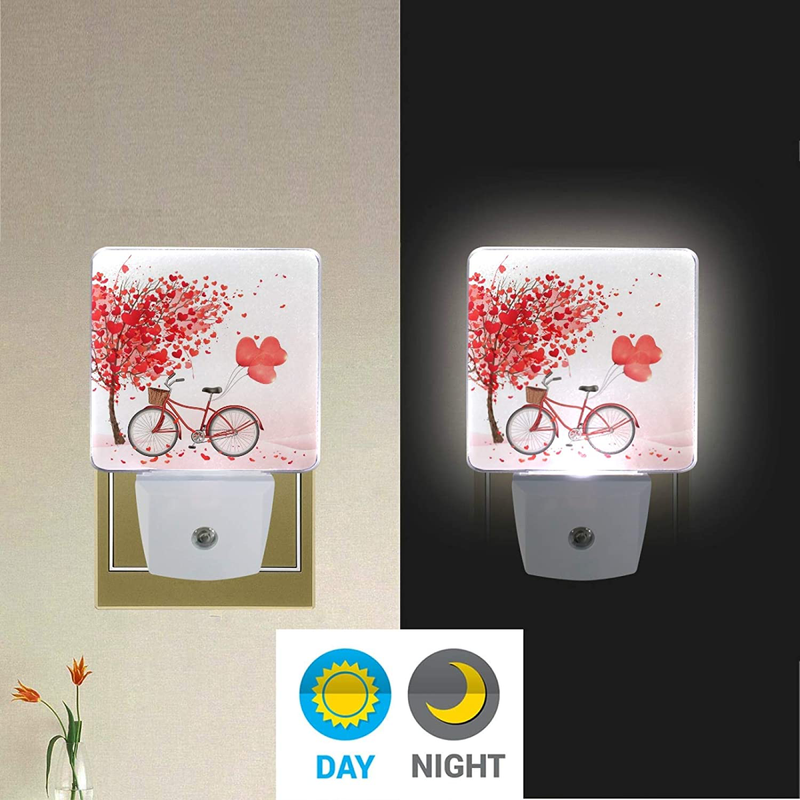 Night Light Plug in Wall Valentine'S Day Decorative Nightlights with Auto Dusk to Dawn Sensor,Adjustable Brightness Warm White Lights for Hallway,Bedroom, Kids Room, Kitchen, Stairway, 2 Pack